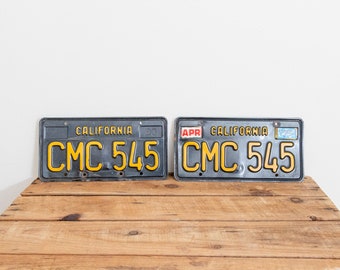 California 1963 License Plate Pair Vintage YOM DMV Clear Car Decor CMC 545