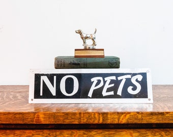 No Pets Sign Vintage Black and Silver Gallery Wall Decor