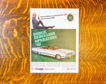 1967 Dodge Coronet Vintage Collectible Paper Ephemera Classic Car Magazine Ad