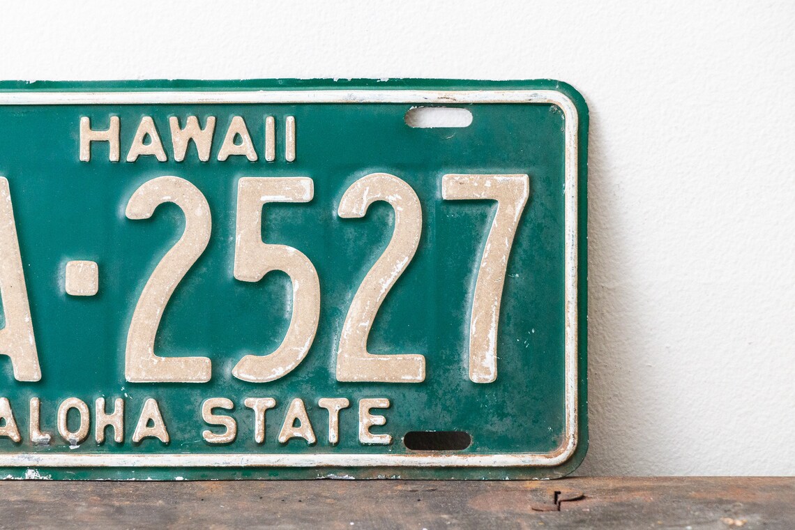 Hawaii 1960s Green License Plate Vintage Wall Hanging Decor Etsy