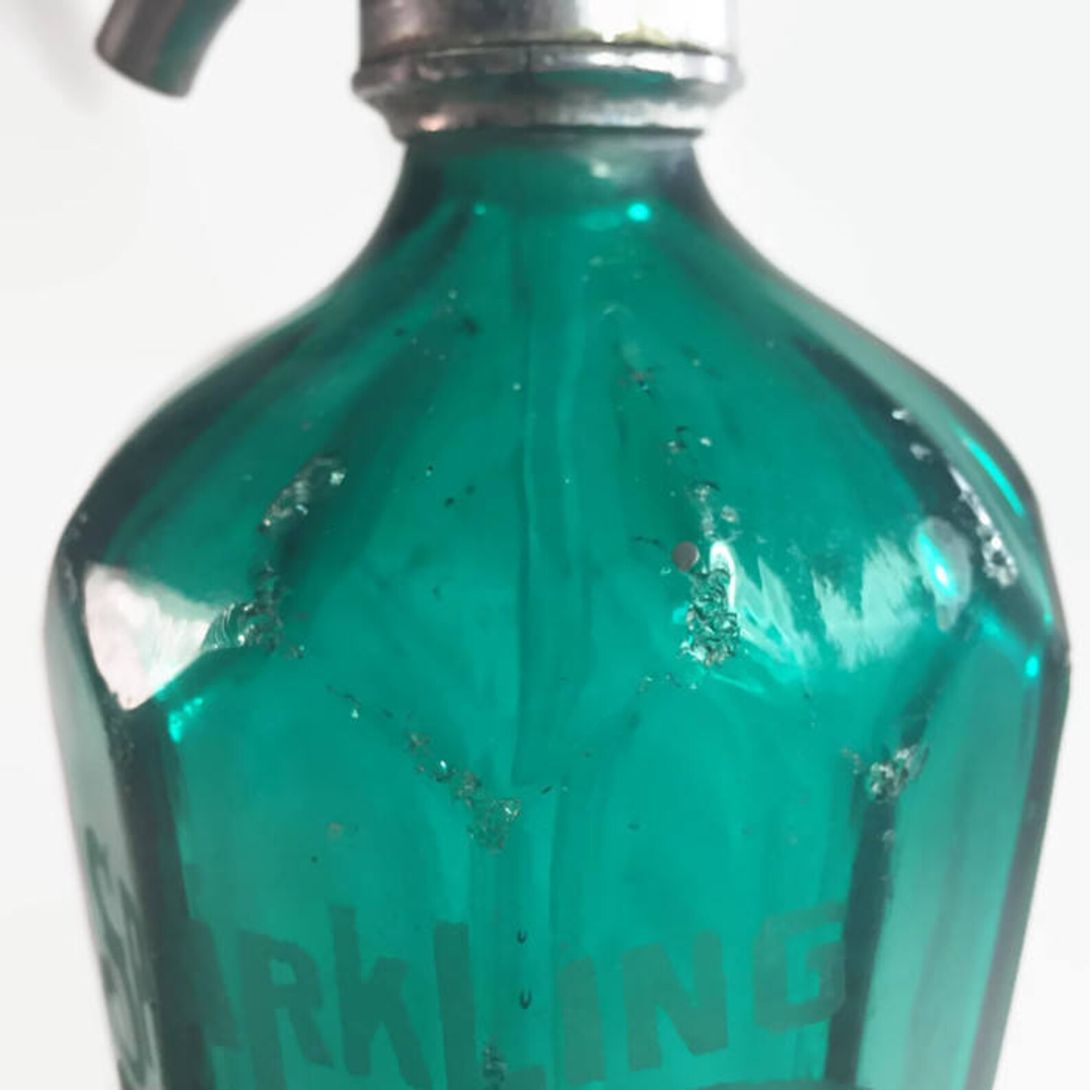 Aqua Paneled Sparkling Seltzer Water Bottle Vintage Barware Etsy