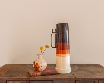 Large Brown Gradient Thermos Vintage Fall Shelf Decor