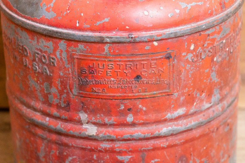 Justrite Mfg Gas Can With Safety Spout Vintage Gas and Oil Etsy