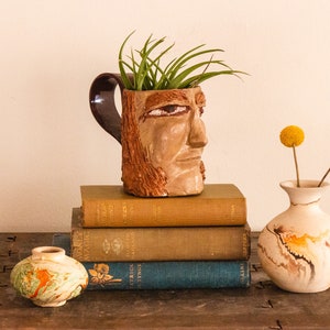 Ceramic Face Mug Vintage Kitschy Weird Shelf Decor