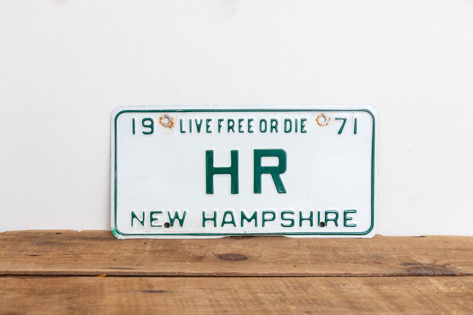 HR Initials New Hampshire 1971 Vanity License Plate Vintage NH Etsy