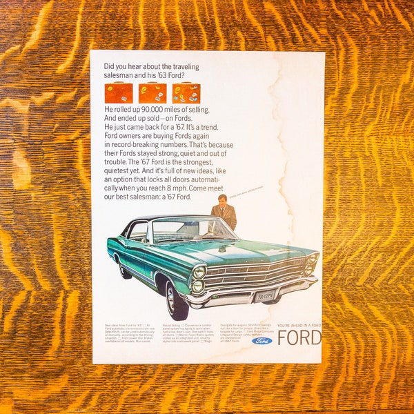 1967 Ford Galaxie 500 Print Vintage Collectible Paper Ephemera Classic Car Magazine Ad