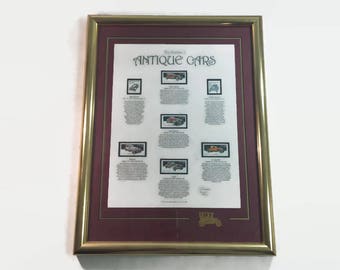 Antique Car Stamps Collection By Texas Stamps Vintage Framed Stamp Collection