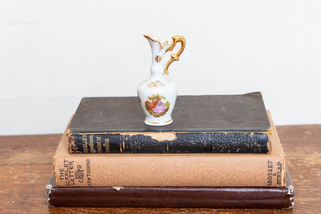 Limoges Lovers Gilt Pitcher Vintage Golden Porcelain Decor Etsy