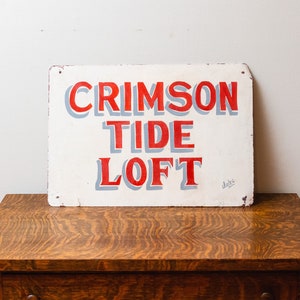 Crimson Tide Loft Vintage Alabama Sign Painted Metal Wall Decor image 1