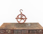 Cast Iron Well Pulley Vintage Red Rustic Primitive Farmhouse Decor
