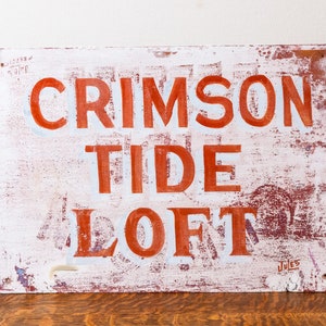 Crimson Tide Loft Vintage Alabama Sign Painted Metal Wall Decor image 8