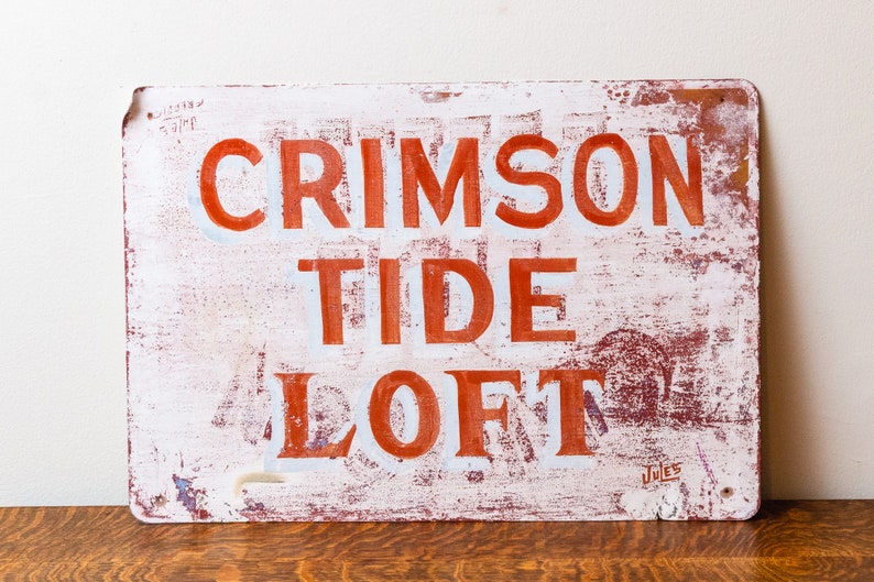 Crimson Tide Loft Vintage Alabama Sign Painted Metal Wall Decor image 8