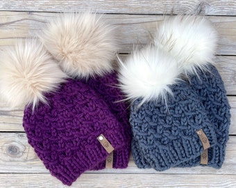 Matching / Family Set of Custom Handknit Hats - Adult, Youth, Child, Toddler, and Baby sizes available | Pick your style and colors