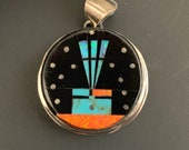 Native American Indian Jewelry, Navajo Stary Sky Pendant, SIGNED , Gilbert Smith Artist, Southwest Jewelry, Navajo Galaxy Jewelry.