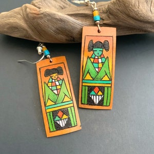 Native America Indian Jewelry, Hopi Gord Earrings, Kachina Mana Earrings, American Indian Jewelry, Hopi Jewelry,