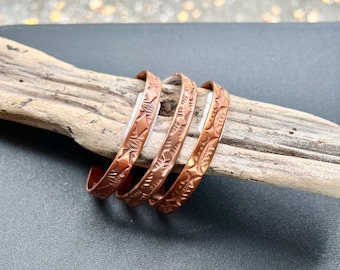 Native America IndianJewelry, Navajo Copper Bracelet, Hand Stamped Navajo Jewelry, Copper, SIGNED Navajo Jewelry.