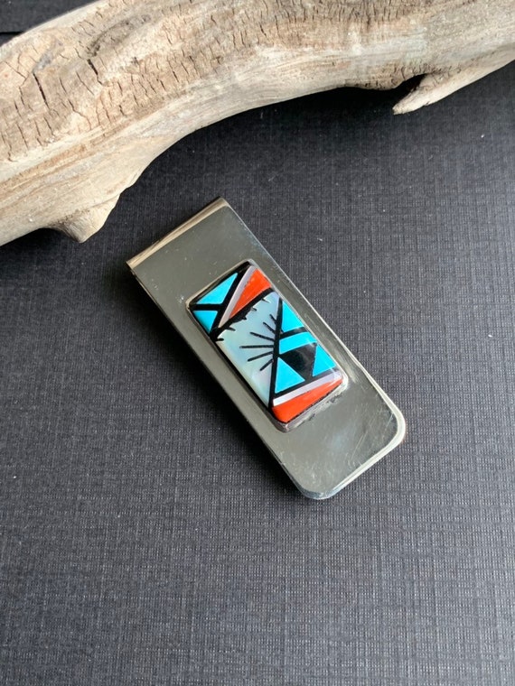 Zuni Inlaid Black Onyx Money Clip