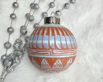 Handmade Navajo Pottery Christmas Ornament, Signed Etched Clay Art