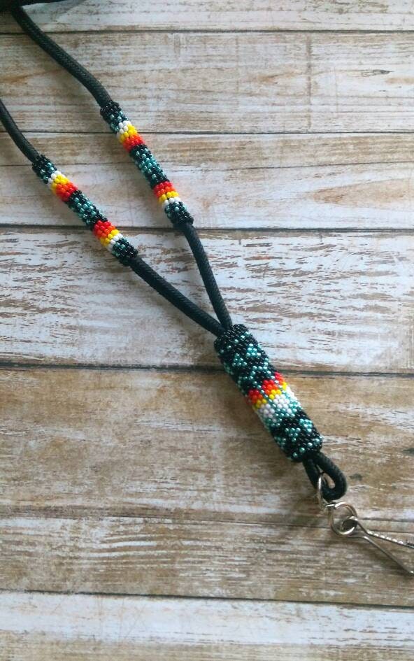 Lanyard Native American Beaded Lanyard Navajo Key Ring Etsy