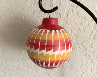 Navajo Etched Pottery Christmas Ornament, Ombre Colors