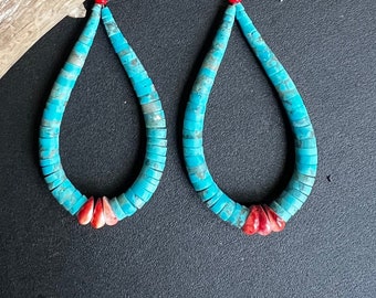 Native America Indian Jewelry, Santo Domingo Traditional Jewelry, Turquoise Jacla Earrings, Turquoise Indian Jewelry, Lupe Lavato Artist.