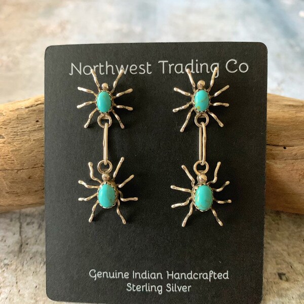 Native America Indian Jewelry,  American Indian Jewelry, Navajo Jewelry, Turquoise Jewelry, Spider Earrings, Turquoise Earrings.