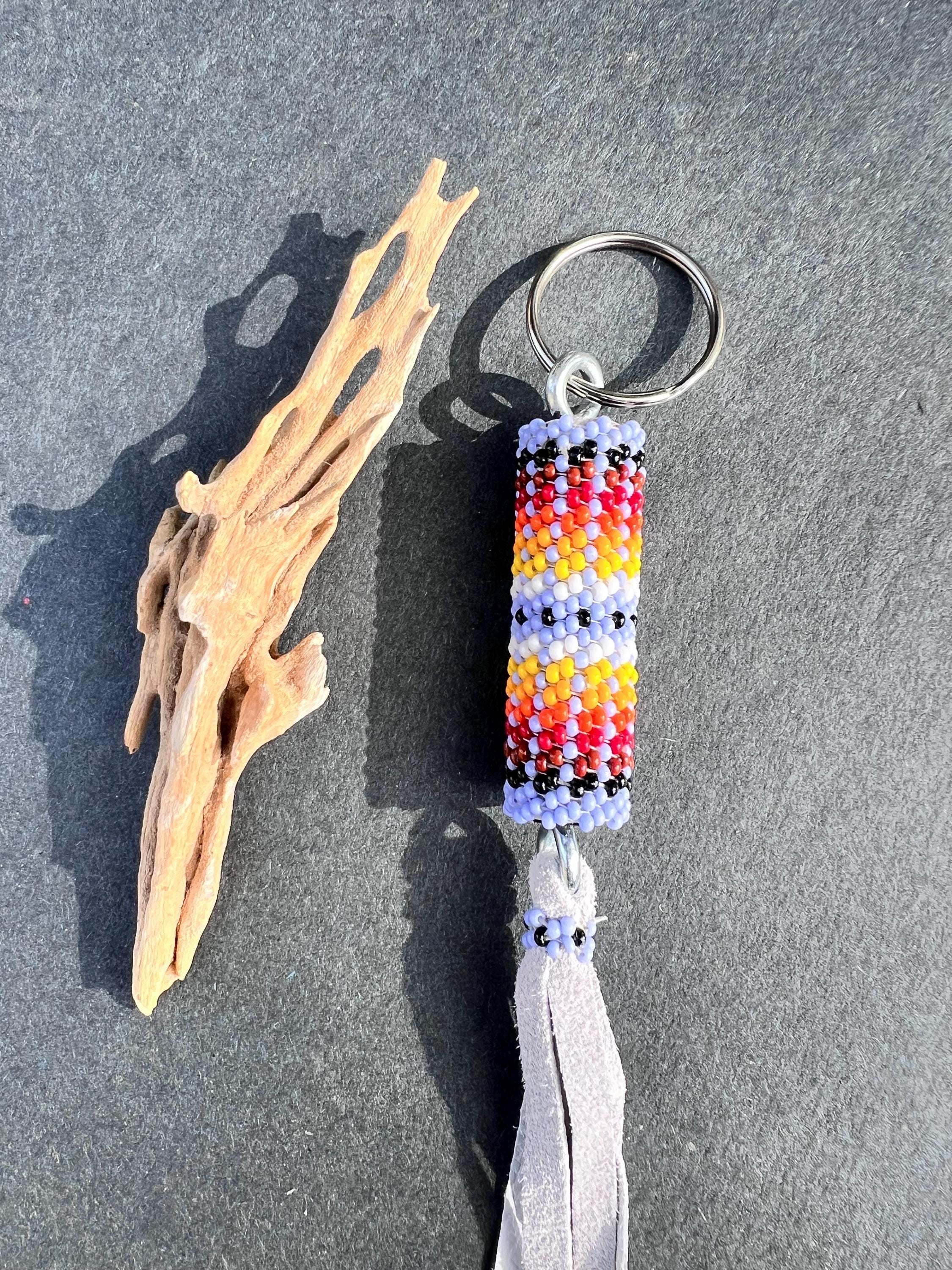 Indigenous Key Rings Beaded Navajo Keychain, Native American Keyring, Leather Fringe - Etsy