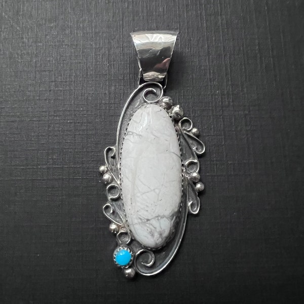 Native American White Buffalo Pendant, SIGNED, Navajo Silver smith, White Buffalo Pendant, Artist Navajo Susan Yazzie