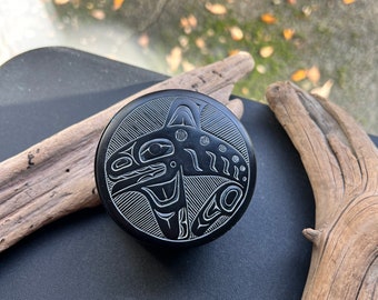 Haida Orca Whale Box, Etched Pacific NorthCoast Trinket Box, Eagles & Orca Whale Jewelry Box, Native American,  Haida Jewelry Box.