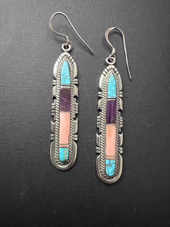 Native America Indian Jewelry, Navajo Earrings, Mu