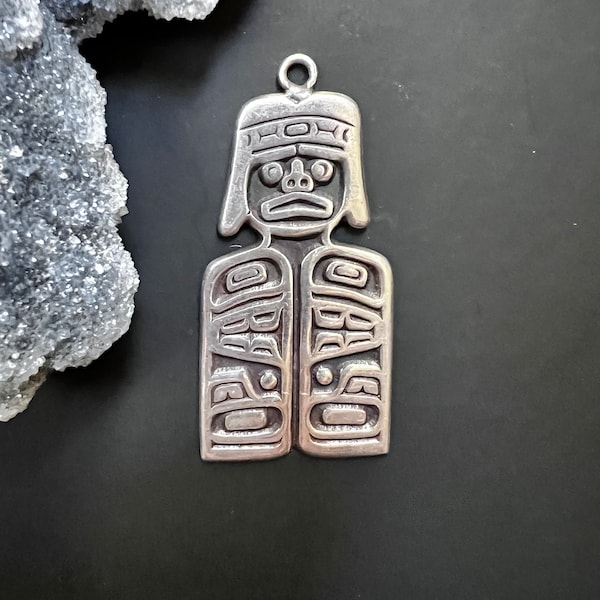 Haida Pendant,Pacific NorthCoast, Haida Signed Sterling Pendant, Tribal Man Pendant, NorthCoast Haida Tlingit Jewelry, Haida Pendant.