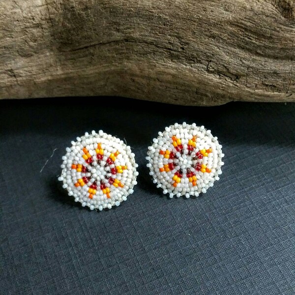 Native American Indianerschmuck, Navajo Vintage Perlen Ohrringe, indianischen Sunburst