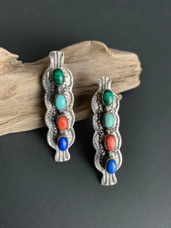 Native America Indian Jewelry, Navajo Earrings, Mu