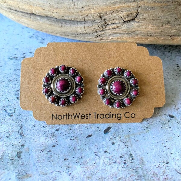 Native America Indian Jewelry, American Indian Cluster Earrings, Hopi   Jewelry, Purple Earrings, Sugilite Earrings,