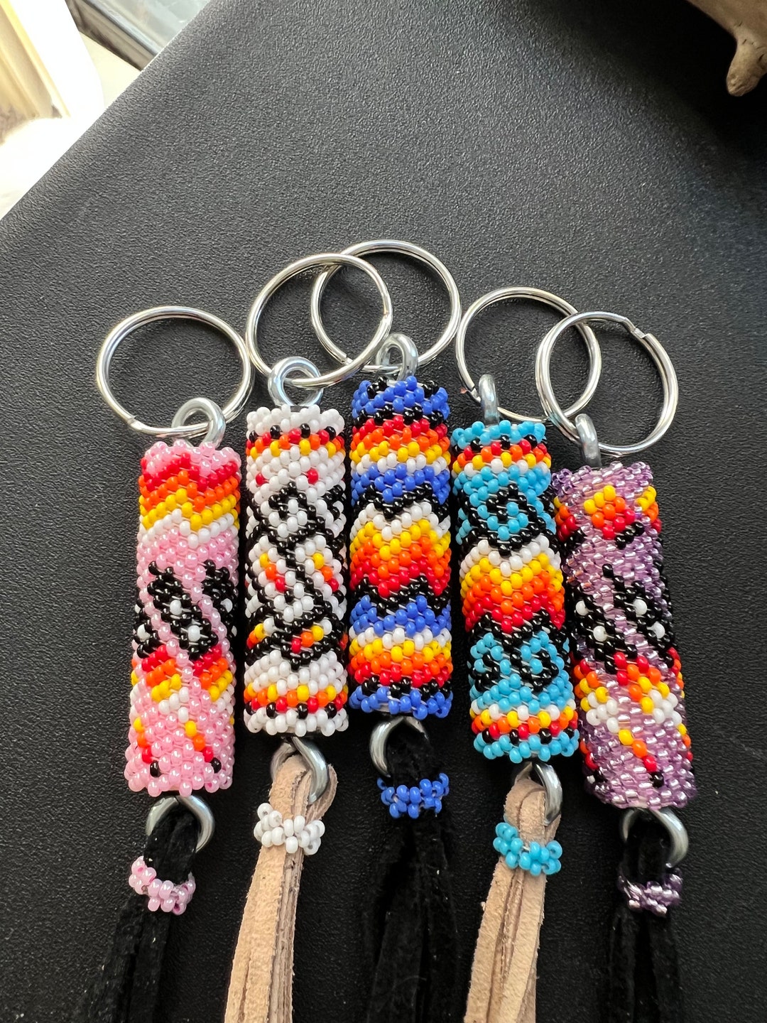 Beaded Native America Indian Keychain, Navajo Keychain, Indian Beaded