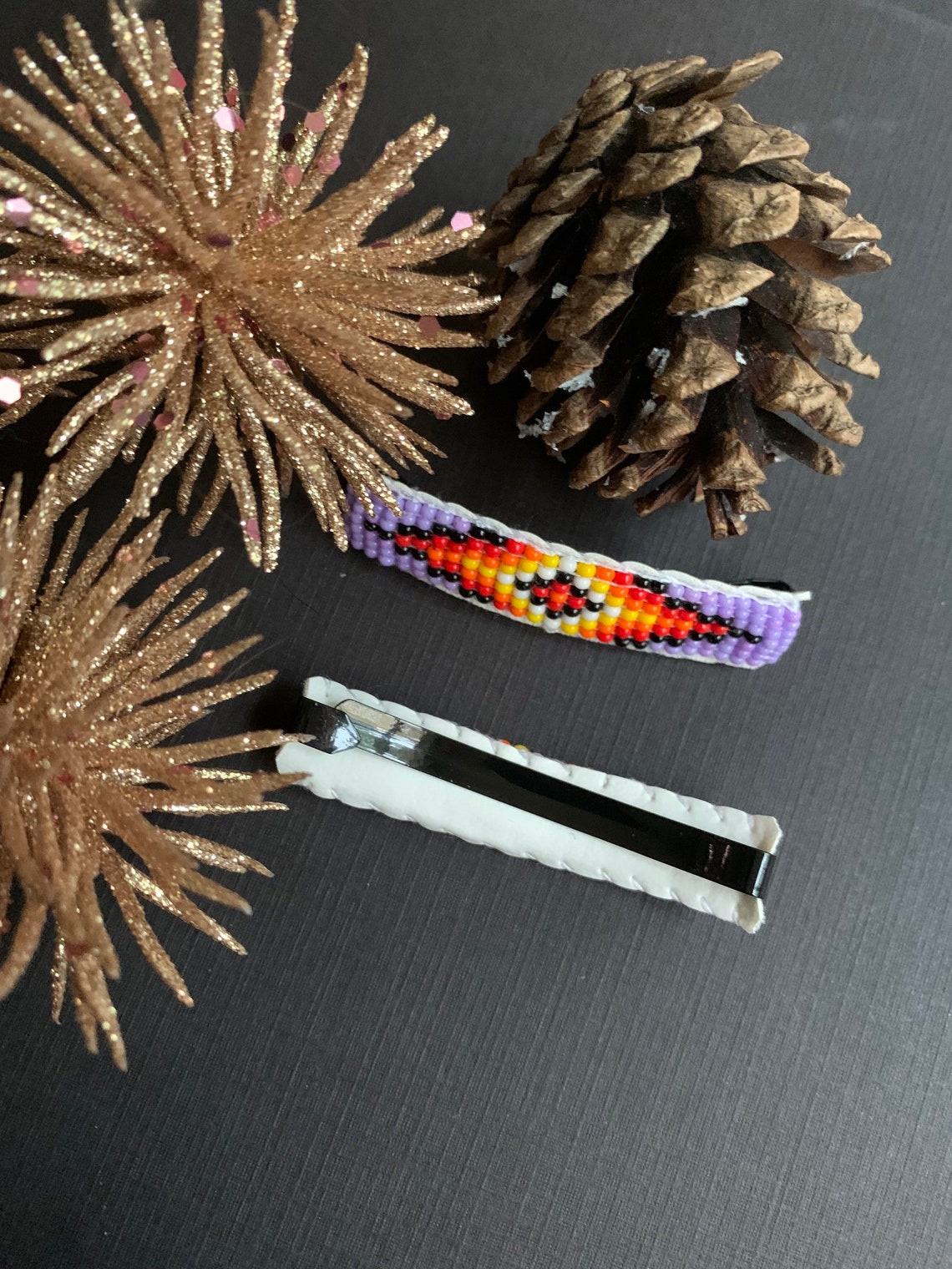 Native America Indian Hair Barrettes Navajo Hand Beaded Hair Etsy