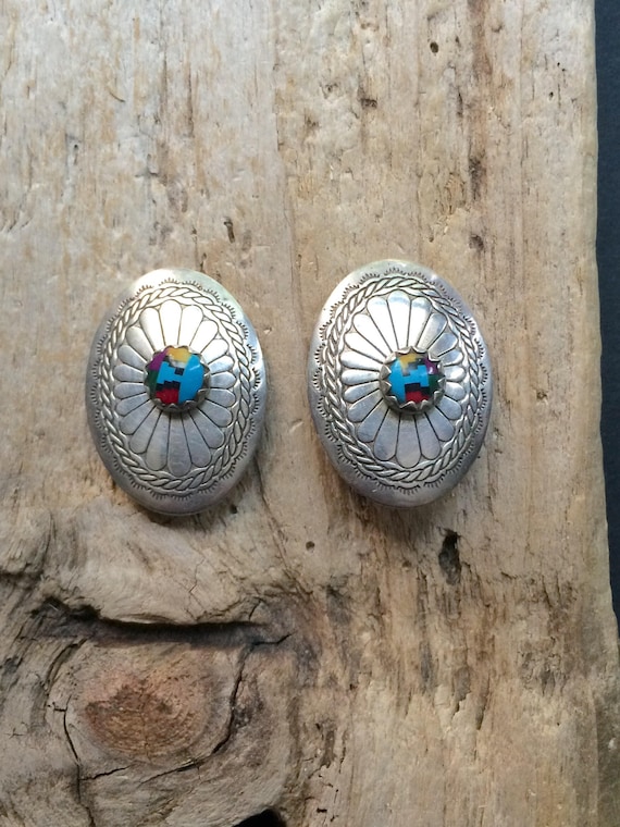 Native American Indian Jewelry, Concho Earrings, Z