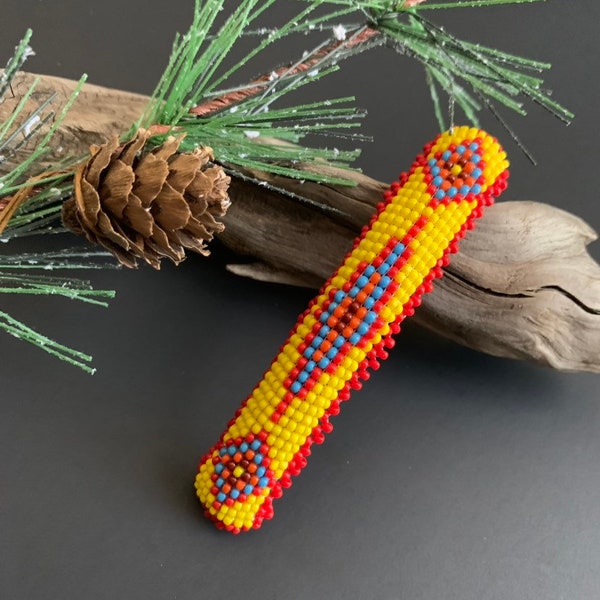 Native American Indian Accessories, Lakota Beaded Hair Barrett, American Indian Hair Clip, Native America Beaded Barrette.