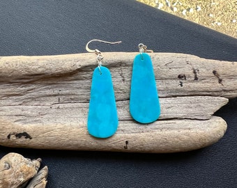 Genuine Native America Jewelry, Lupe Lovato Artist, Santo Domingo Slab Earrings, Turquoise Jewelry,   Turquoise Earrings.