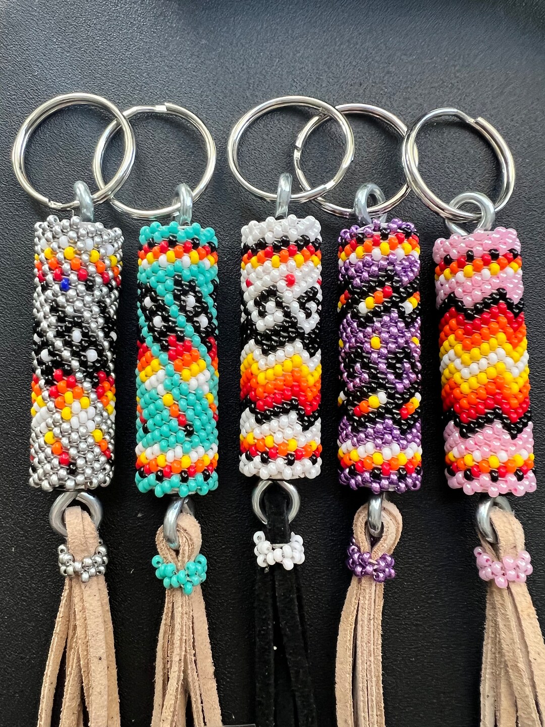 Beaded Native America Indian Keychain, Navajo Keychain, Indian Beaded