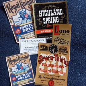 8 Assorted Vintage  Bottle Lables, A