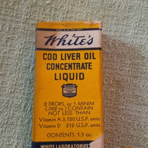 Vintage White&#39;s Cod Liver Oil Sample - Newark, New Jersey