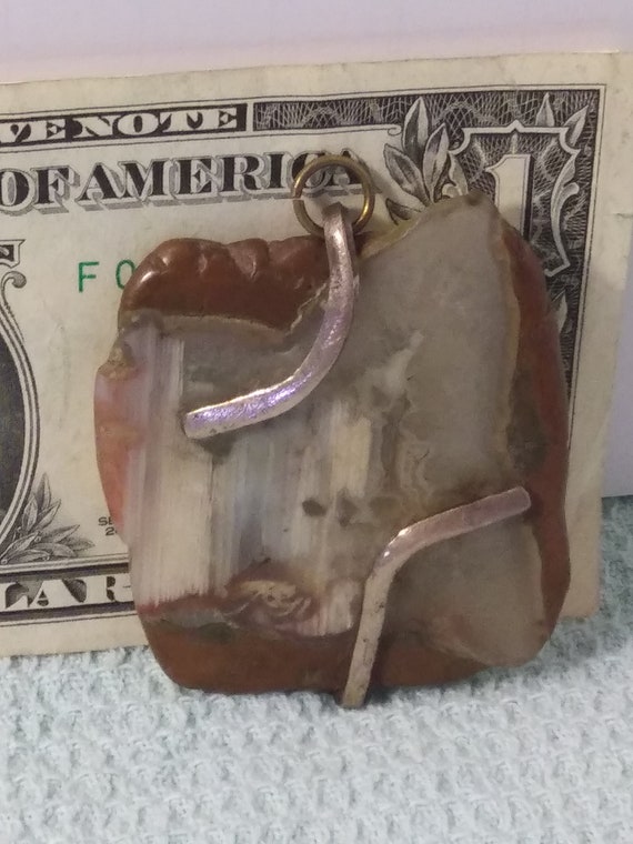 Petrified Wood Pendant mounted with silver - image 1