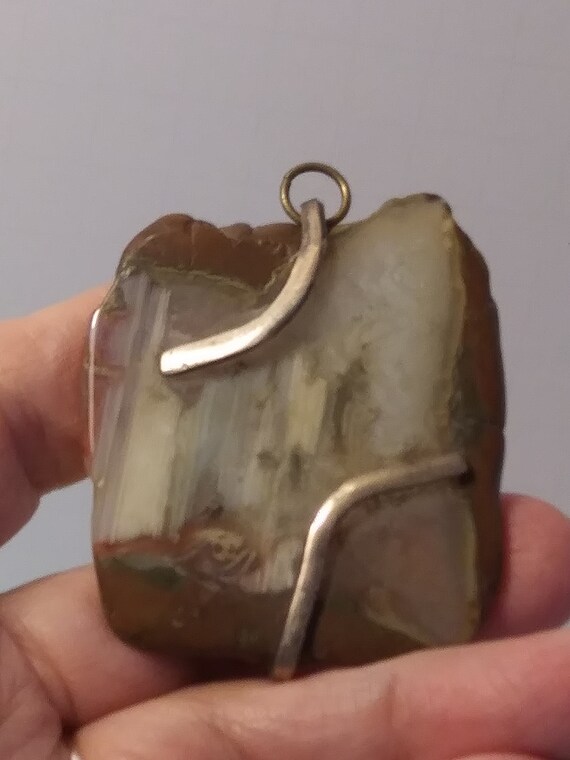 Petrified Wood Pendant mounted with silver - image 4