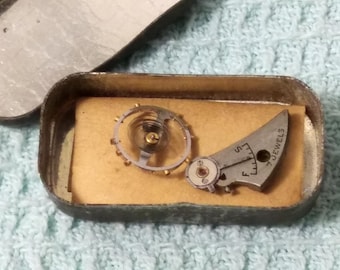 Vintage Waltham & Elgin Watch Parts Tins: 7 Jewel Movement