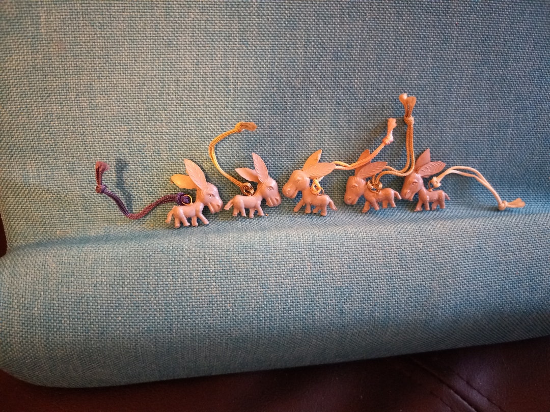 5 Miniature Gray Donkeys Plastic Charms Etsy