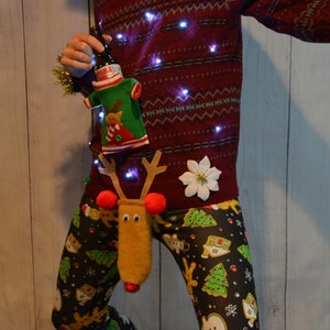 L, XL, Ugly Christmas Sweater, Version of, Mens, Liquor, Beer holder, alcohol, party pocket, reindeer crotch, contest winner,