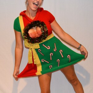 Ugly Christmas Sweater Small Sexy With Garland Women Party Jumper Xmas Sweater Low Cut Novelty Cut Out One of a Kind Etsy Israel
