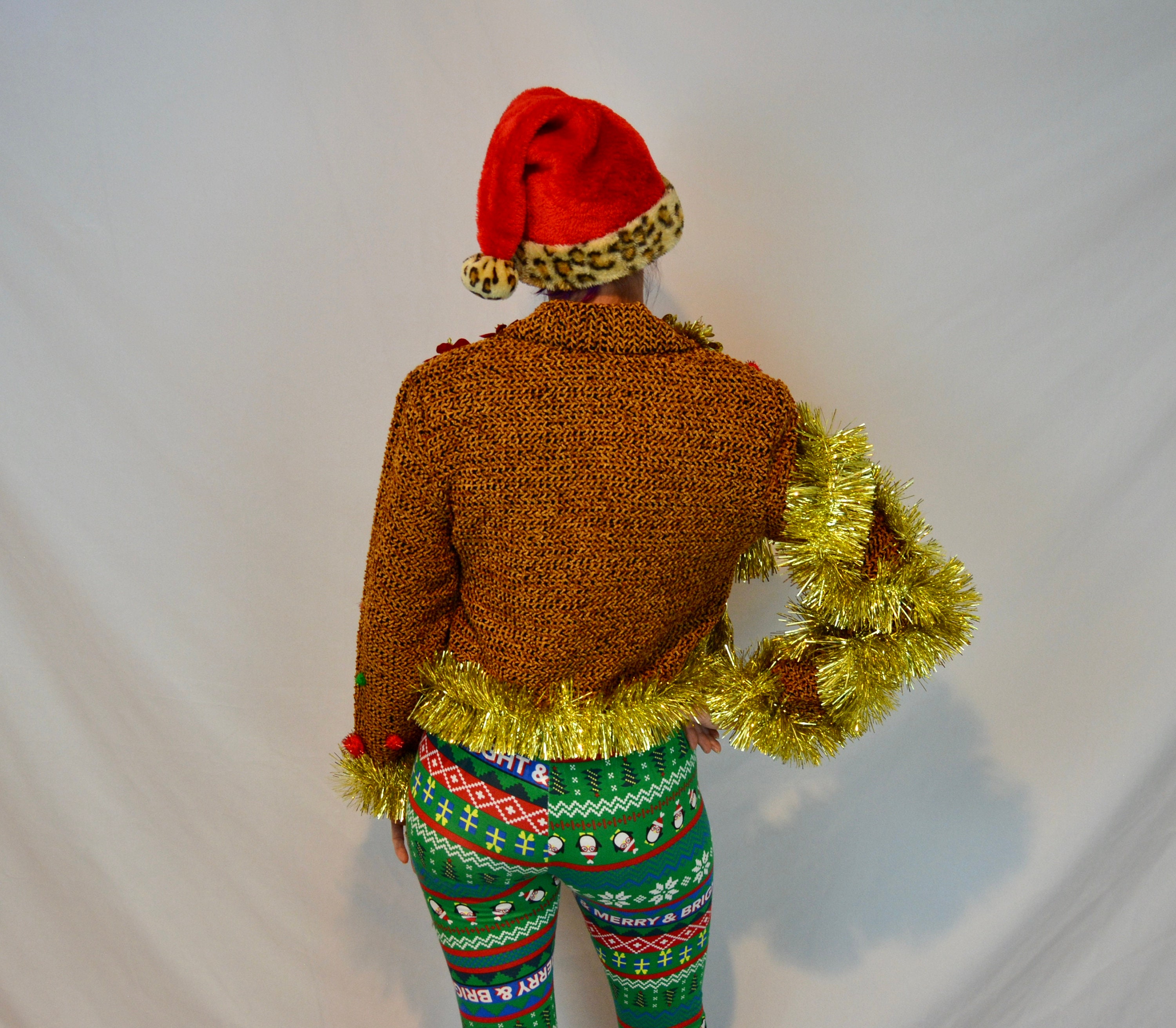 Sexy ugly Christmas sweater Jacket S/M garland tassles Etsy