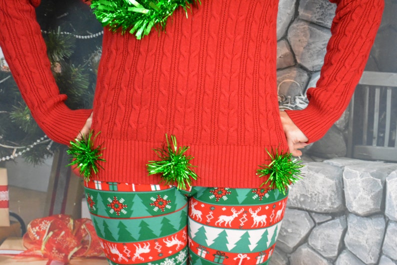 Sexy Ugly Christmas Sweater, it is NOT A PLASTIC boob, cut out, see details, boob, breast, jumper, reindeer boob, multi versions image 5